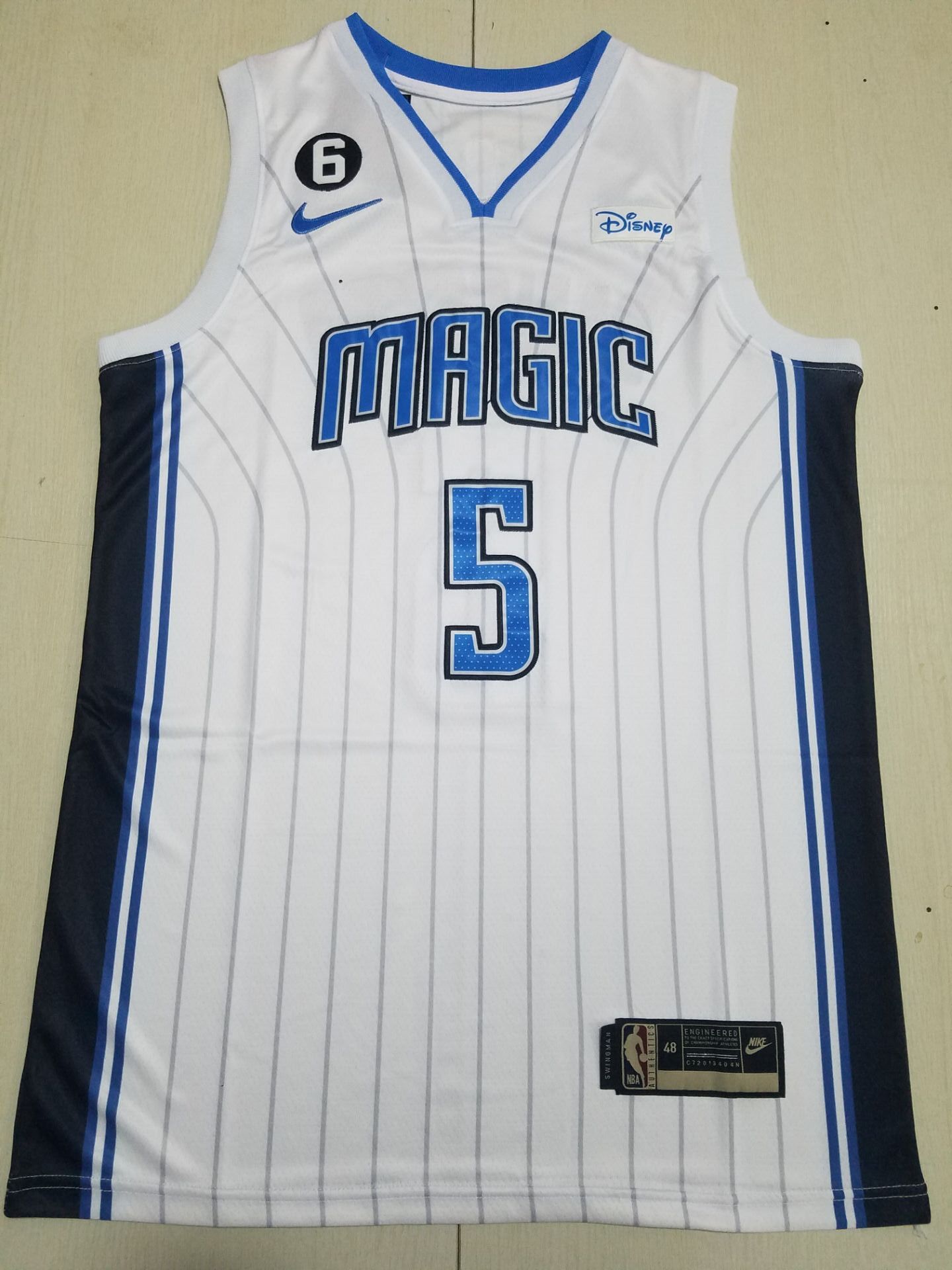Men Orlando Magic #5 Banchero White Stripe 2022 Nike NBA Jersey->orlando magic->NBA Jersey